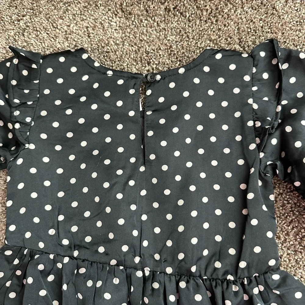 NWT GAP Satin Smocked Polka Dot Fit & Flare Ruffle Shoulder Dress 3T